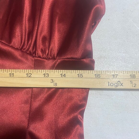 Agogo Threads Babydoll Maxi Halter Dress Womens L Red Satin Feel Sleeveless Open - Picture 10 of 13